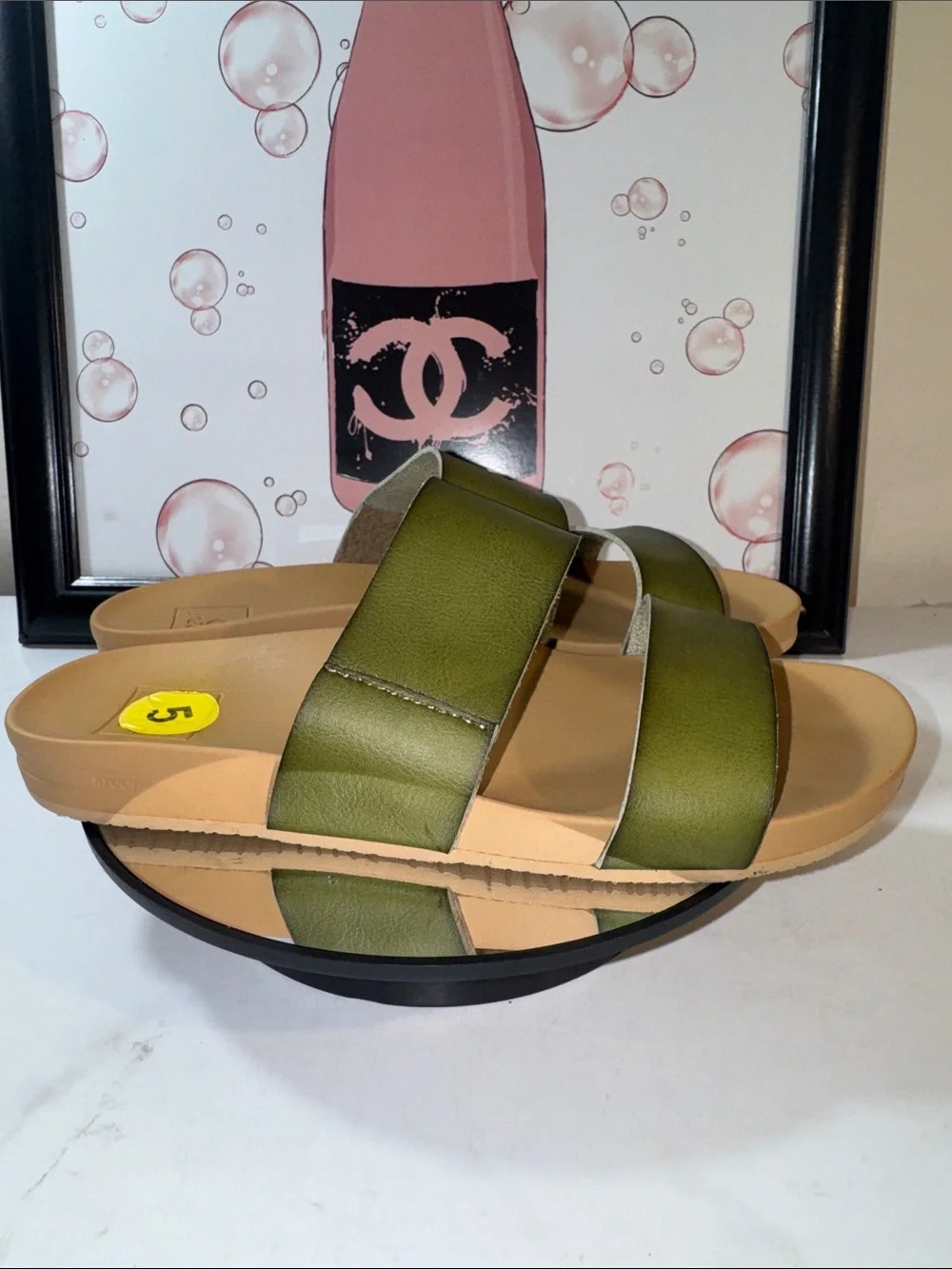 Reef Cushion Bounce Vista Olive Green Double-Strap Slide Sandals - Kids 5